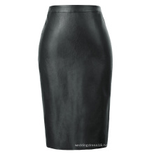 Kate Kasin Women's Synthetic Leather Back Split Hips-Wrapped Pencil Skirt KK000601-1